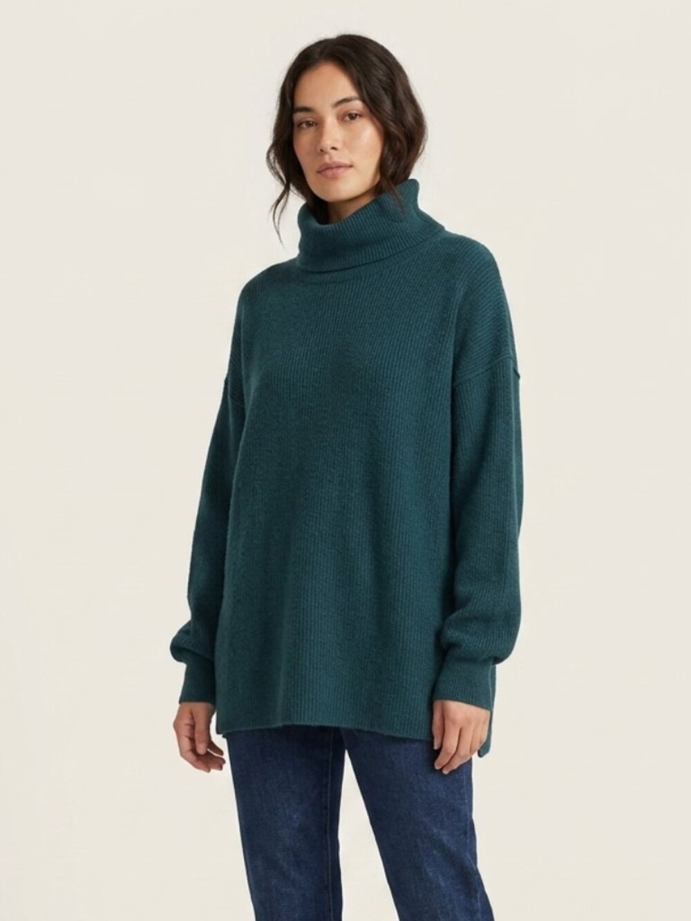 Free People Ribbed Turtleneck Oversized Sweater - Size Small